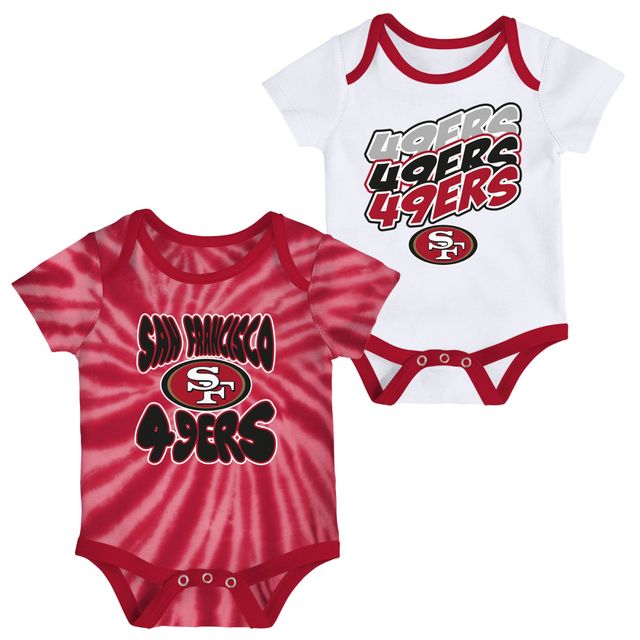 Newborn & Infant Blanc/Écarlate San Francisco 49ers Monterey Tie-Dye - Lot de 2 bodys