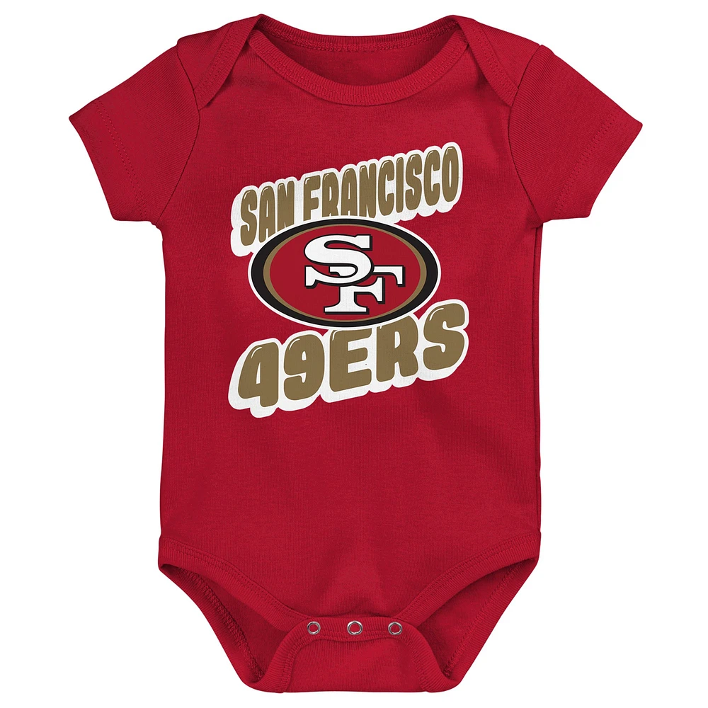 Newborn Scarlet San Francisco 49ers  Sunday Comics 3-Pack Bodysuit Set