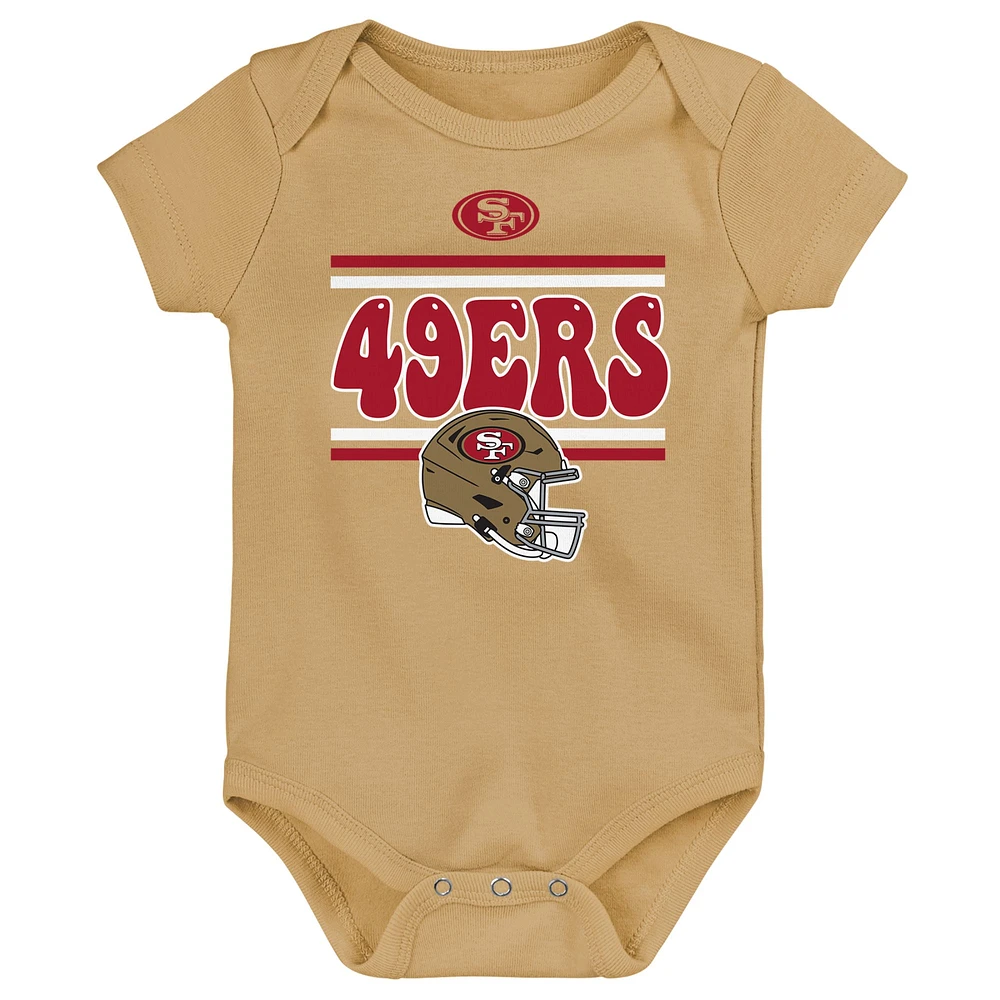 Newborn Scarlet San Francisco 49ers  Sunday Comics 3-Pack Bodysuit Set