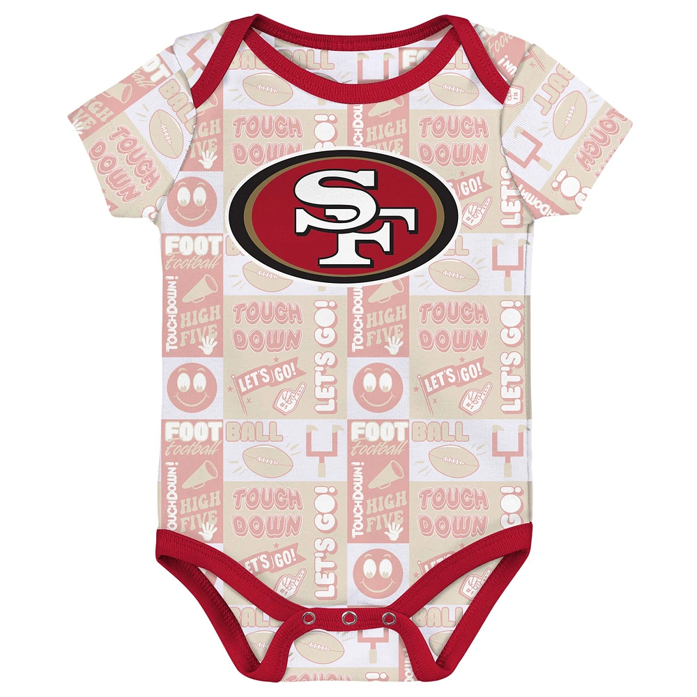 Newborn Scarlet San Francisco 49ers  Sunday Comics 3-Pack Bodysuit Set