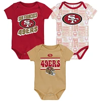 Newborn Scarlet San Francisco 49ers  Sunday Comics 3-Pack Bodysuit Set