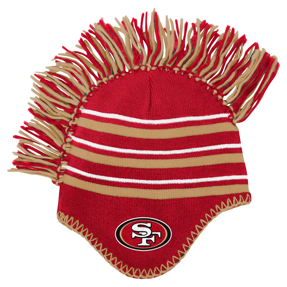 Bonnet en tricot à rayures Mohawk des 49ers de San Francisco Scarlet pour enfants d'âge préscolaire