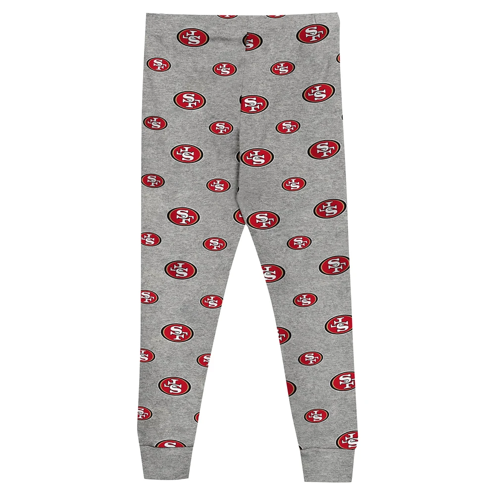 Ensemble de pyjama pour enfant d'âge préscolaire avec t-shirt à manches longues et pantalon Heather Gray San Francisco 49ers