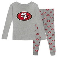 Ensemble de pyjama pour enfant d'âge préscolaire avec t-shirt à manches longues et pantalon Heather Gray San Francisco 49ers