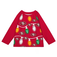 Preschool San Francisco 49ers Two-Piece Garland Holiday Long Sleeve Pajama Set