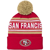 Bonnet en tricot à revers jacquard Scarlet San Francisco 49ers préscolaire avec pompon