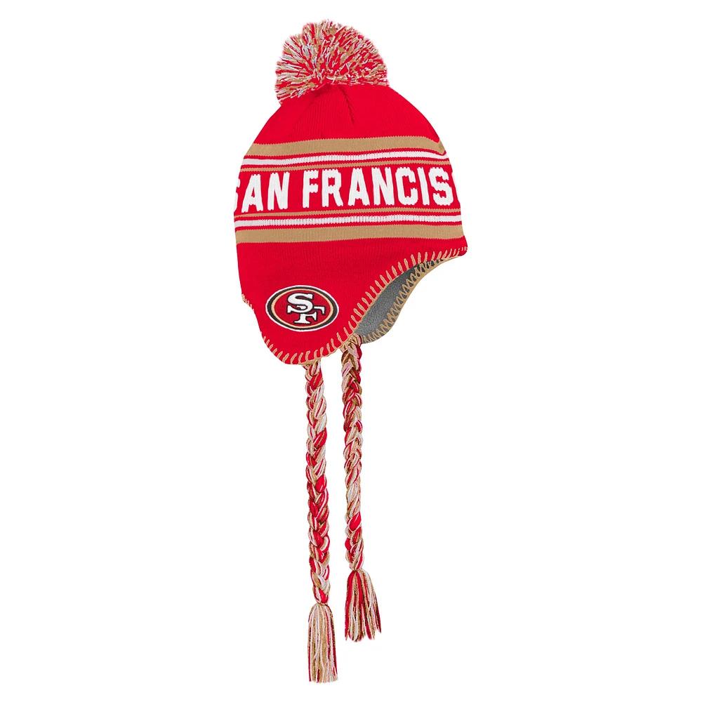 Bonnet en tricot à pompon en jacquard Scarlet San Francisco 49ers pour enfants d'âge préscolaire