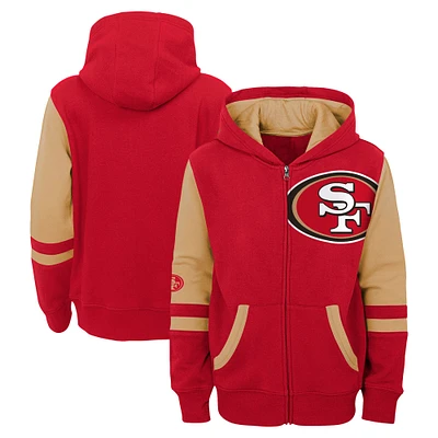 Sweat à capuche entièrement zippé blocs de couleurs Scarlet San Francisco 49ers Stadium pour enfants d'âge préscolaire