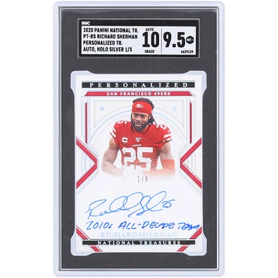 Richard Sherman San Francisco 49ers Autographed 2020 Panini National Treasures Holo Silver Personalized Treasure #PT-RS #1/5 SGC Authenticated 9.5/10 Card with "2010s All-Decade Team" Inscription