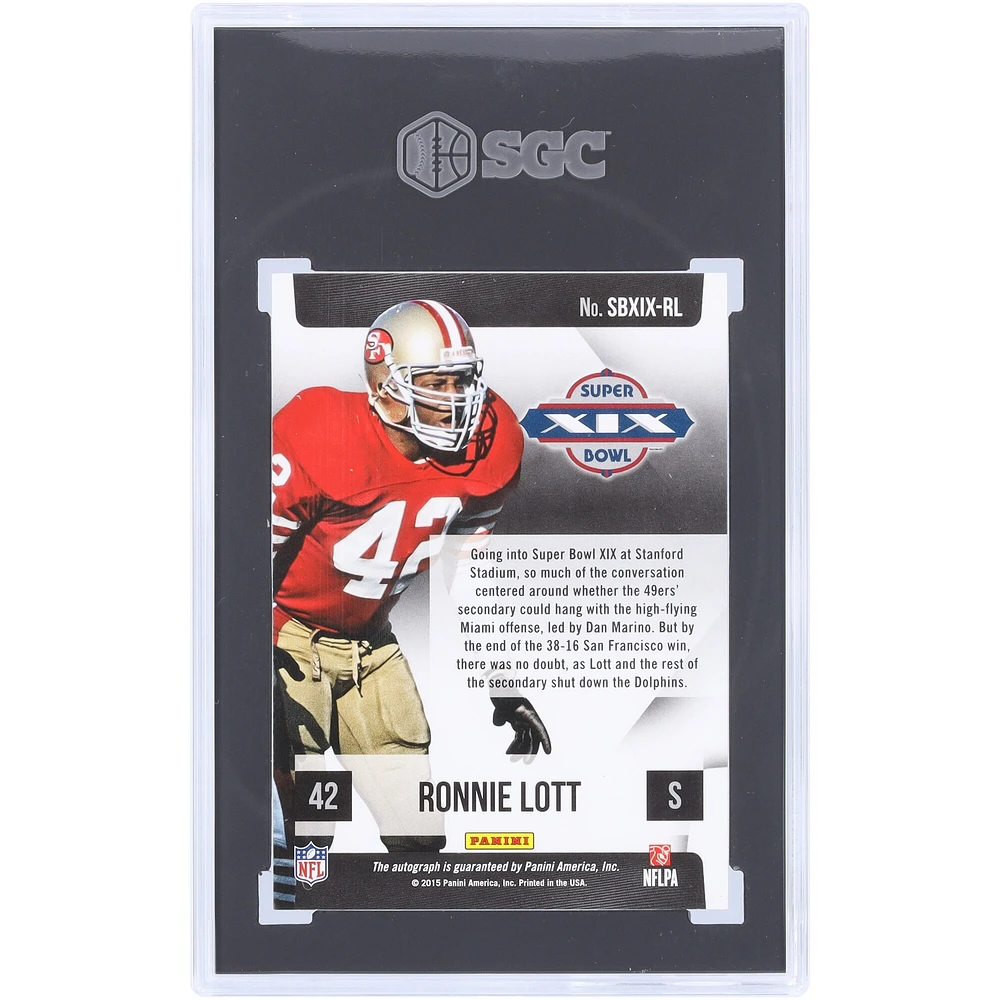 Ronnie Lott San Francisco 49ers Autographed 2021 Panini Super Bowl Signatures #SBXIX-RL SGC Authenticated 9/10 Card
