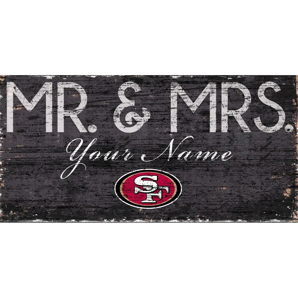 Lids San Francisco 49ers 12 x 6 Personalized Mr. & Mrs. Sign