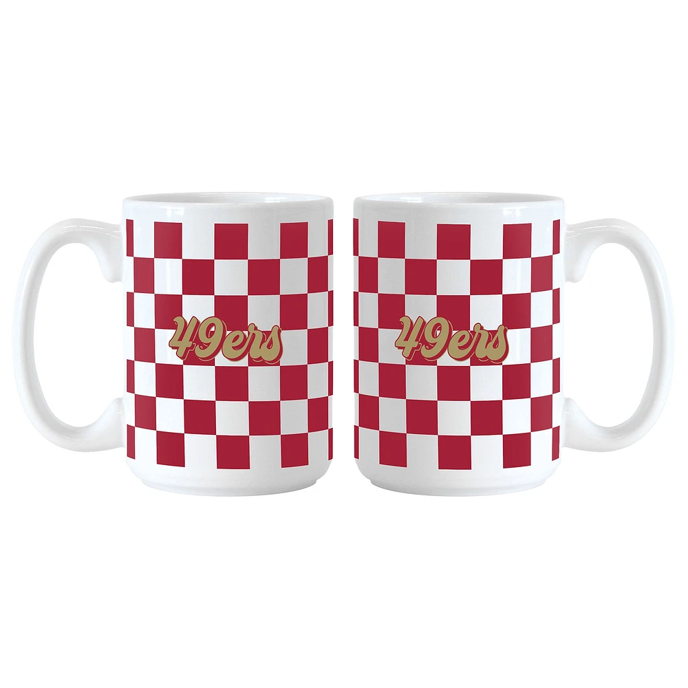 San Francisco 49ers 2-Pack 15oz. Checkered Wordmark Mug Set