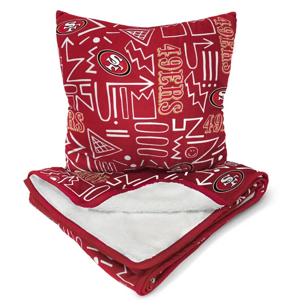 Lids San Francisco 49ers Doodle Pop Poly Span Blanket and Pillow Combo Set