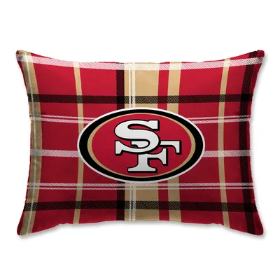 San Francisco 49ers Plaid Plush Sherpa Bed Pillow - Red