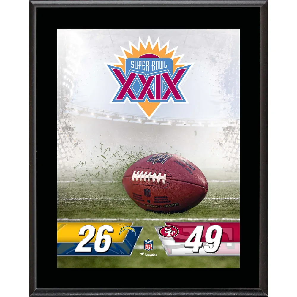 Fanatics Authentic San Francisco 49ers vs. San Diego Chargers Super Bowl  XXIX 10.5 x 13 Sublimated Plaque