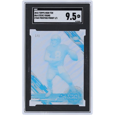 Carte authentifiée 9,5 Steve Young San Francisco 49ers 2015 Topps High Tek Cyan Proof #64 #1/1 SGC