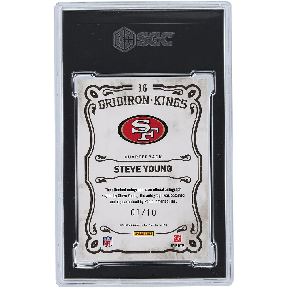 Steve Young San Francisco 49ers Autographed 2010 Panini Threads Gridiron Kings #16 #1/10 SGC Authenticated 9 Card