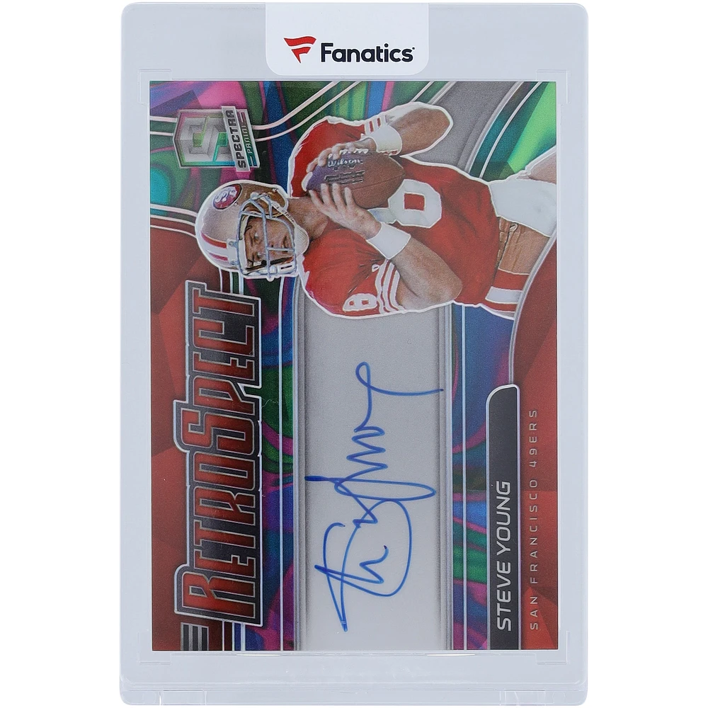 Carte Panini Spectra Psychedelic #RS-SY #3/4 autographiée 2021 par Steve Young des 49ers de San Francisco