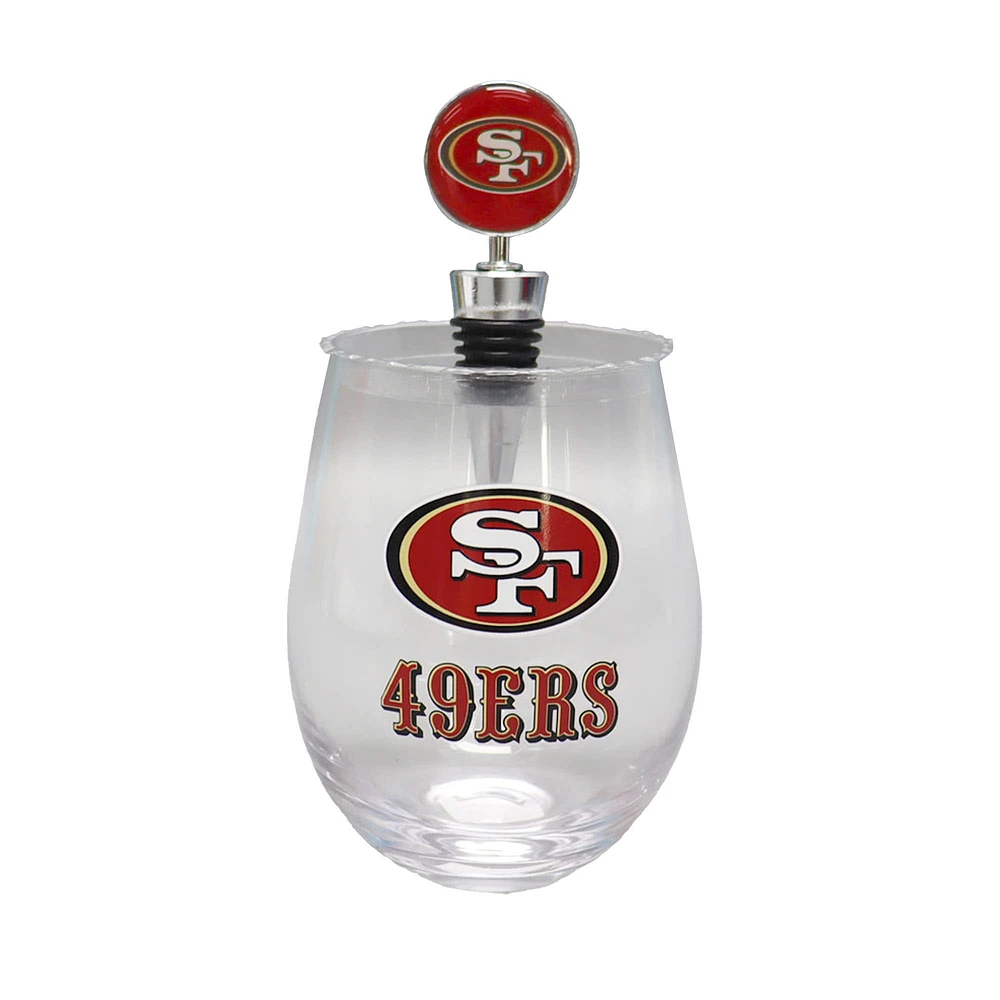 The Memory Company San Francisco 49ers 15oz. Stemless Tumbler With Wine Bottle Stopper