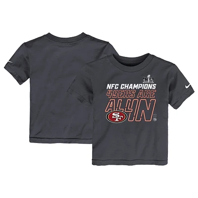 T-shirt Nike pour tout-petit, anthracite, San Francisco 49ers 2023 NFC Champions Locker Room Trophy Collection