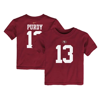 T-shirt avec nom et numéro de joueur Nike Brock Purdy Scarlet San Francisco 49ers pour tout-petit