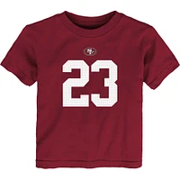 T-shirt Nike Christian McCaffrey Scarlet San Francisco 49ers avec nom et numéro de joueur pour tout-petit