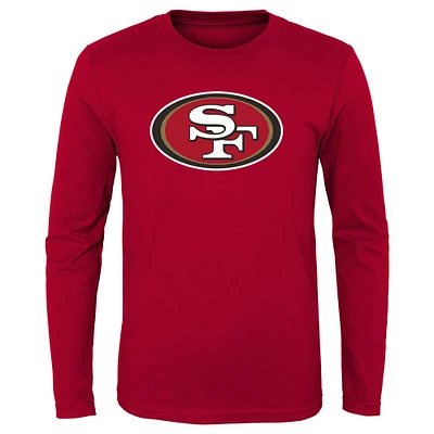 T-shirt à manches longues avec logo principal Scarlet San Francisco 49ers pour tout-petit