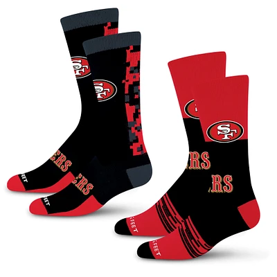 Lot de 2 paires de chaussettes unisexes pour pieds nus San Francisco 49ers Double Duo Crew