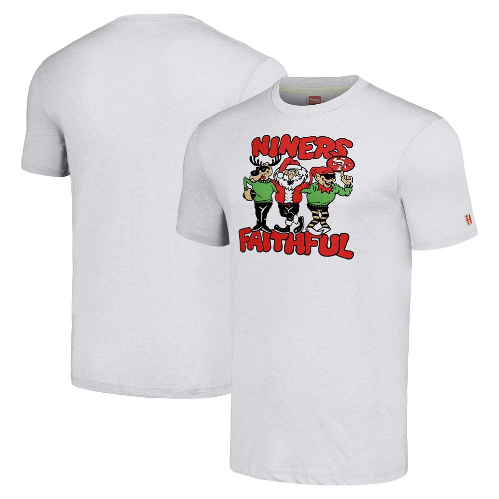 T-shirt triple mélange unisexe Homage Grey San Francisco 49ers Holiday