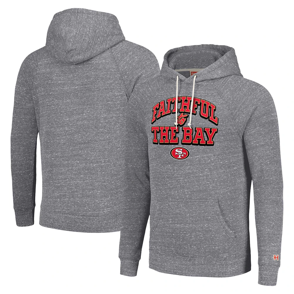 Unisex Homage  Gray San Francisco 49ers Hyperlocal Raglan Pullover Hoodie