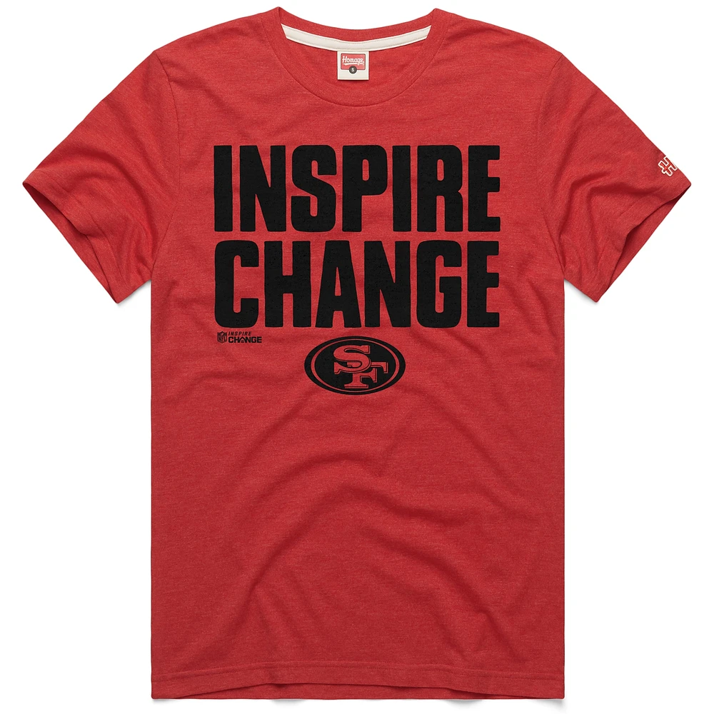 T-shirt unisexe Hommage Scarlet San Francisco 49ers 2024 Inspire Change Tri-Blend