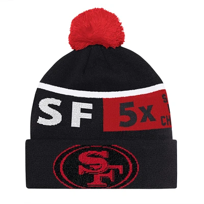 Bonnet unisexe en tricot à revers avec pompon Chyron des 49ers de San Francisco, noir