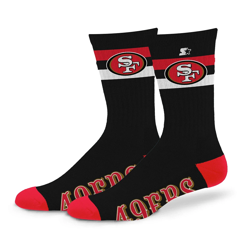 Chaussettes unisexes Starter San Francisco 49ers Team Color Two-Stripe Crew