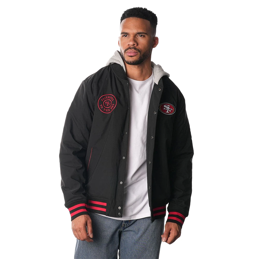 Unisex The Wild Collective  Black San Francisco 49ers Full-Snap Hoodie Bomber Jacket