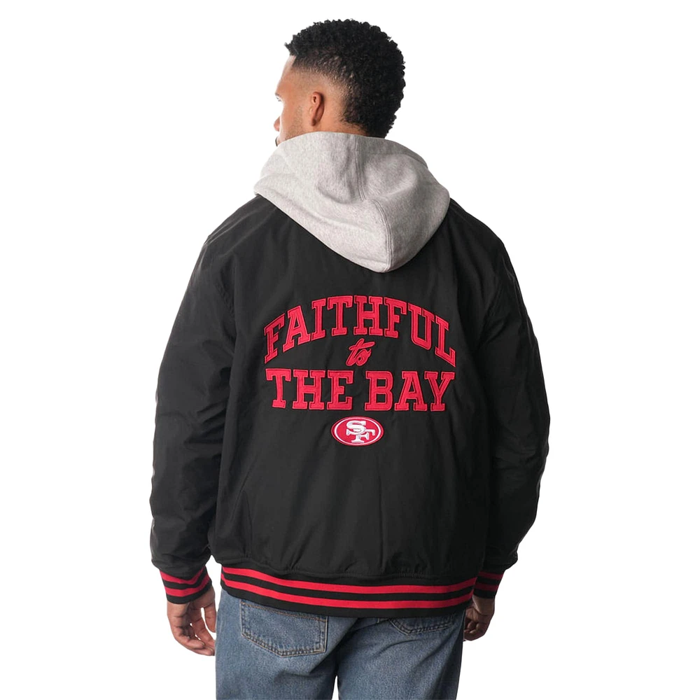 Unisex The Wild Collective  Black San Francisco 49ers Full-Snap Hoodie Bomber Jacket