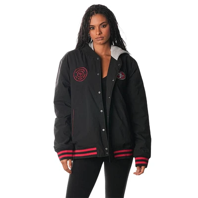 Unisex The Wild Collective  Black San Francisco 49ers Full-Snap Hoodie Bomber Jacket