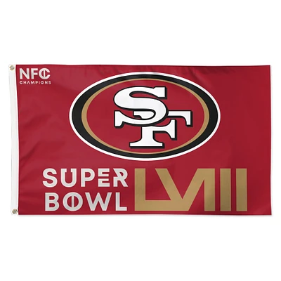 WinCraft San Francisco 49ers 2023 NFC Champions 3' x 5' Drapeau de luxe unilatéral