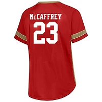 T-shirt à lacets grande taille avec nom et numéro pour femmes Fanatics Christian McCaffrey Scarlet San Francisco 49ers
