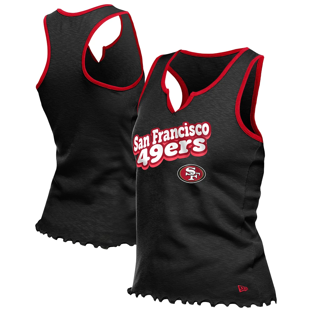 Débardeur tri-mélange noir à ourlet ondulé et col cranté pour femme New Era San Francisco 49ers