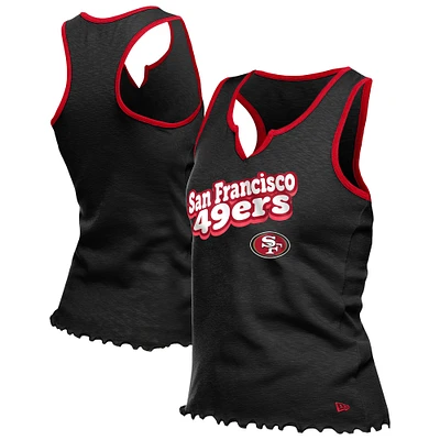 Débardeur tri-mélange noir à ourlet ondulé et col cranté pour femme New Era San Francisco 49ers