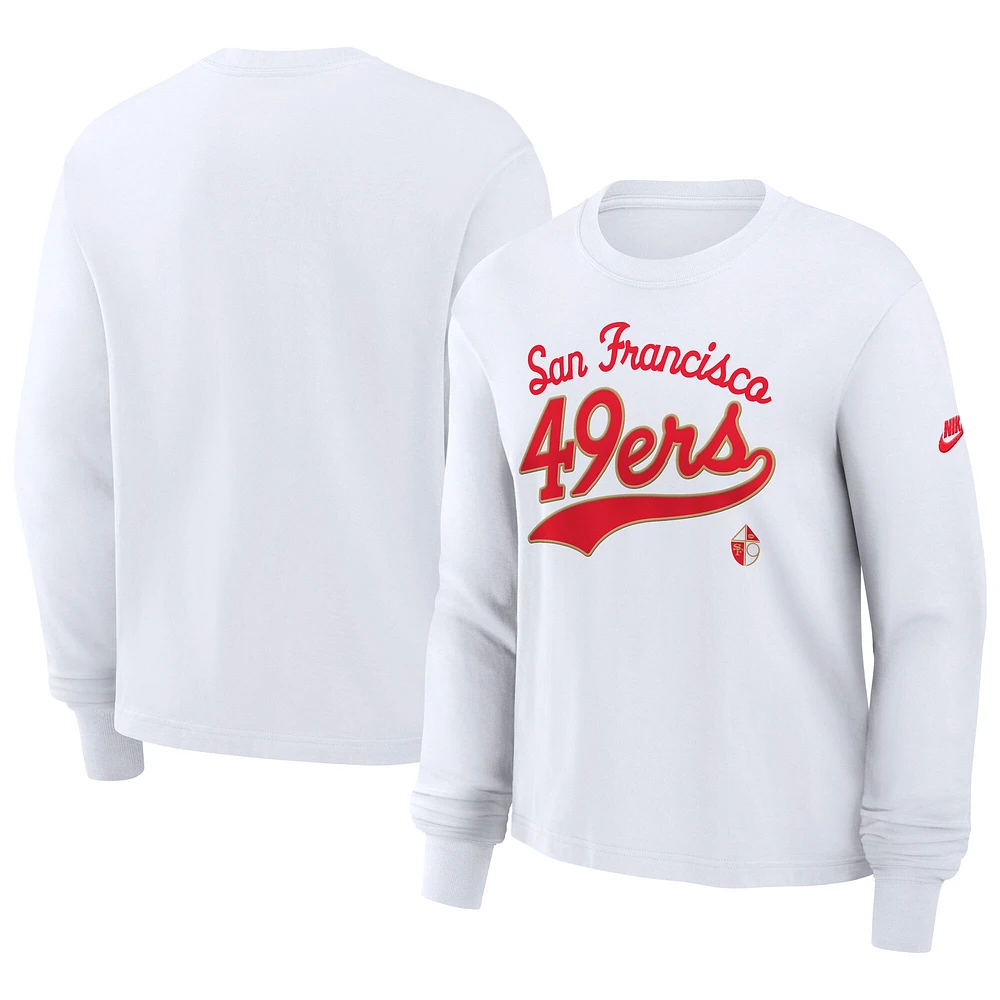 Women's Nike White San Francisco 49ers Essential Long Sleeve Boxy T-Shirt