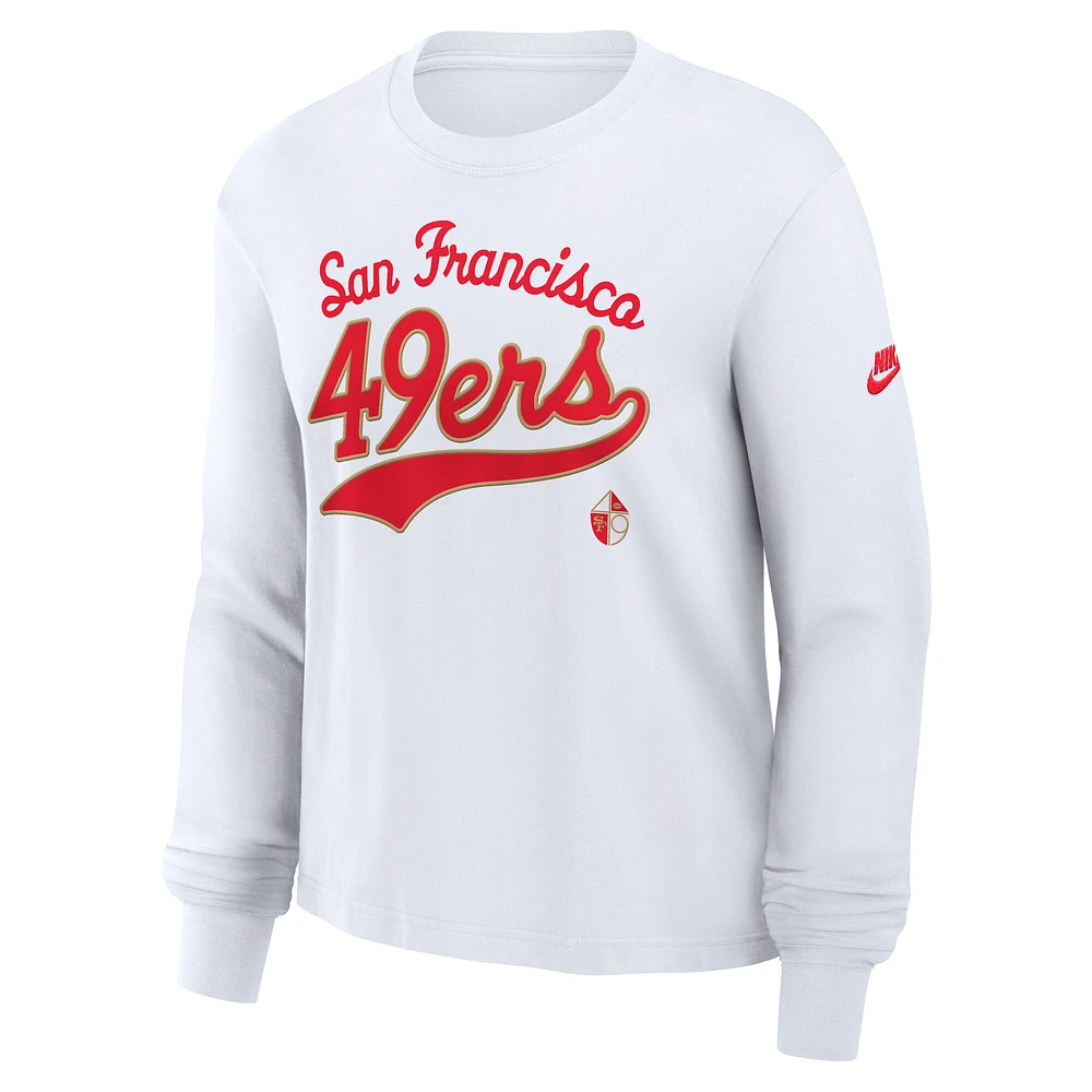 Women's Nike White San Francisco 49ers Essential Long Sleeve Boxy T-Shirt