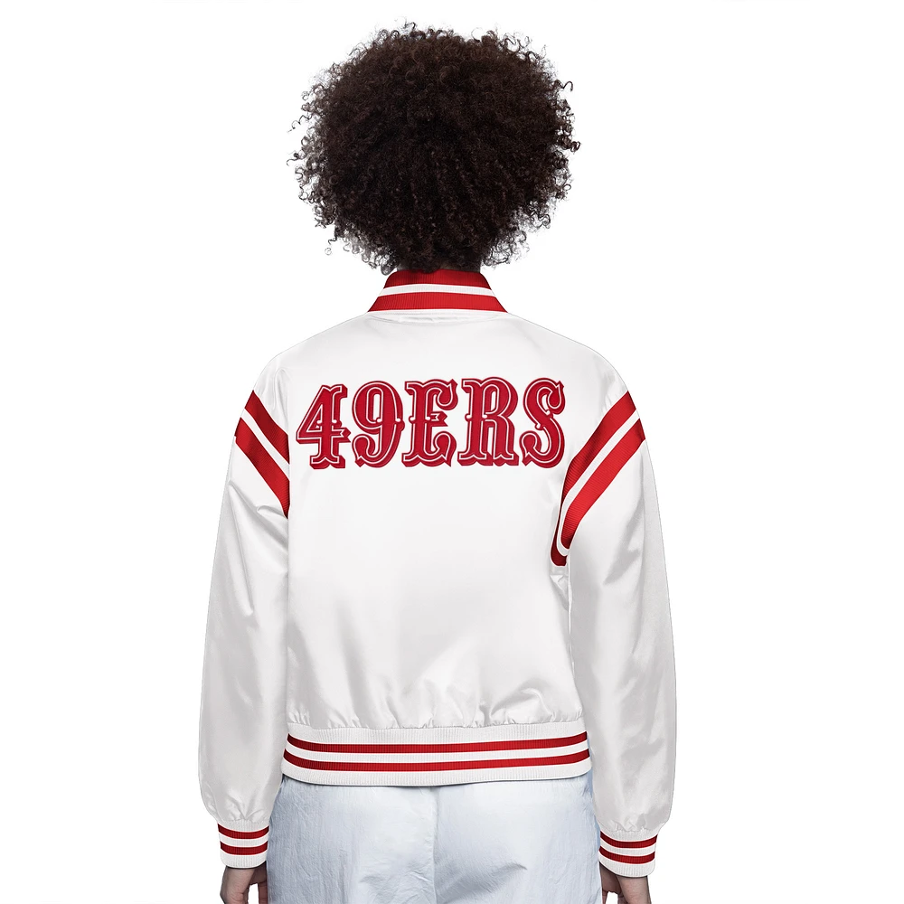 Women's Starter  Cream San Francisco 49ers Full Count Full-Snap Satin Jacket