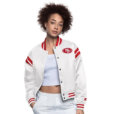 Women's Starter  Cream San Francisco 49ers Full Count Full-Snap Satin Jacket