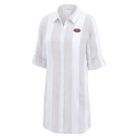 Tunique boutonnée à rayures de rugby pour femme Tommy Bahama Kaki/Blanc San Francisco 49ers