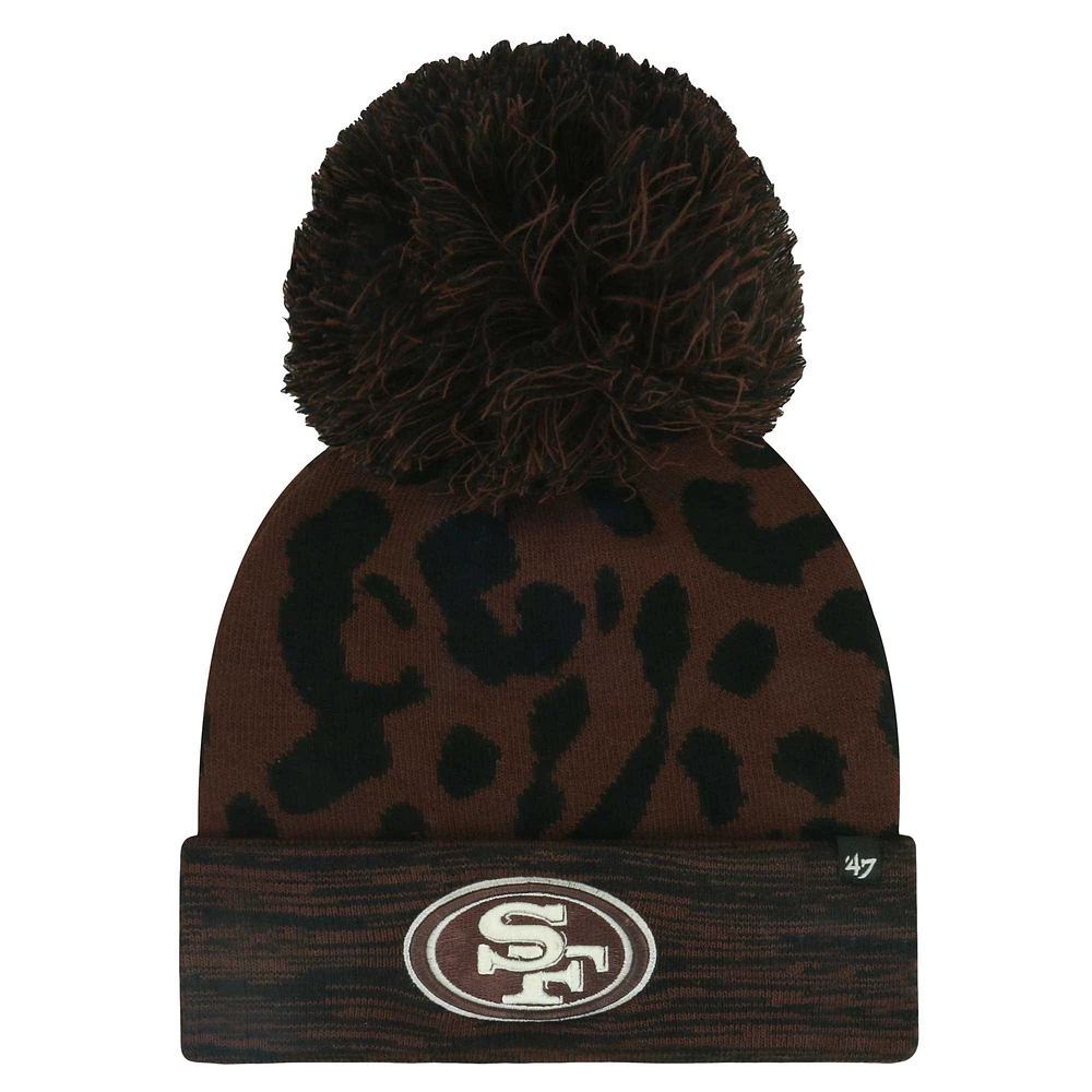 Bonnet en tricot marron à revers et pompon pour femme San Francisco 49ers '47 Cacao