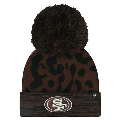 Bonnet en tricot marron à revers et pompon pour femme San Francisco 49ers '47 Cacao