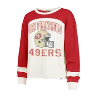 T-shirt à manches longues pour femme '47 Cream San Francisco 49ers Double Header Curve Toni