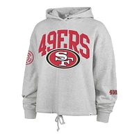 Women's '47 Heather Gray San Francisco 49ers High Hopes Long Sleeve Cropped Hoodie