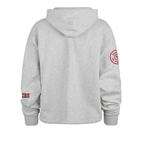 Women's '47 Heather Gray San Francisco 49ers High Hopes Long Sleeve Cropped Hoodie